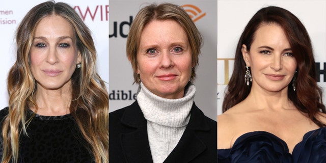 Sarah Jessica Parker (left), Cynthia Nixon (center) Kristin Davis (right) have spoken out regarding the sexual assault allegations made against their ‘And Just Like That’ co-star Chris Noth.