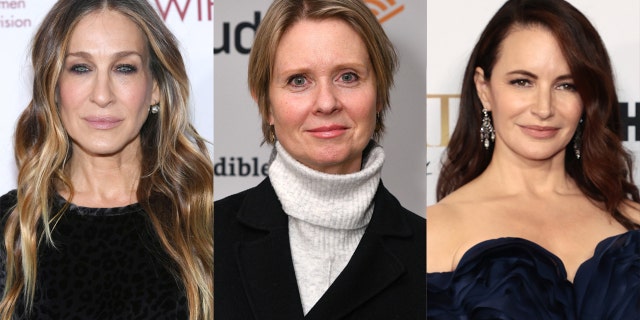 Sarah Jessica Parker (left), Cynthia Nixon (center) Kristin Davis (right) have spoken out regarding the sexual assault allegations made against their ‘And Just Like That’ co-star Chris Noth.