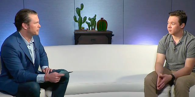 Pete Hegseth sits down with Kyle Rittenhouse as apart of an exclusive Fox Nation interview - December 2021. (Screenshot/Fox News)