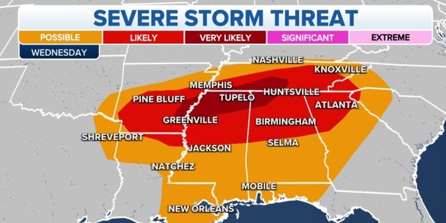 Severe storm threats in the Southeast