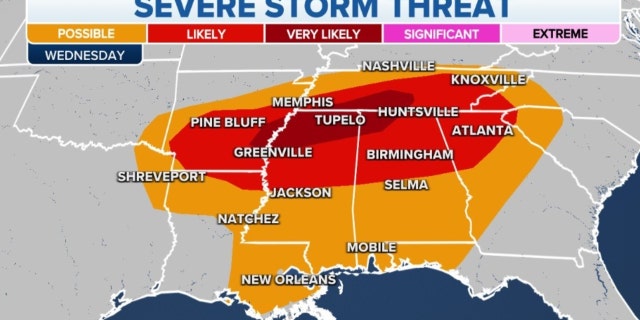 Severe storm threats in the Southeast