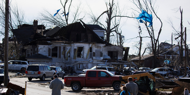 General view of tornado damaged structures on December 11, 2021 in Mayfield, Kentucky. (Photo by Brett Carlsen/Getty Images)