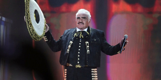 In this file photo of Saturday, April 16, 2016, the Mexican singer Vicente Fernandez performs at a free concert at Azteca Stadium. Fernández, the regional Mexican music star whose powerful voice immortalized songs like "El rey", "Volver, Volver" and "Pity that you are alien" while inspiring new generations of performers like his son Alejandro Fernández Jr., He died early Sunday, Dec. 12, 2021, relatives reported. He was 81 years old.