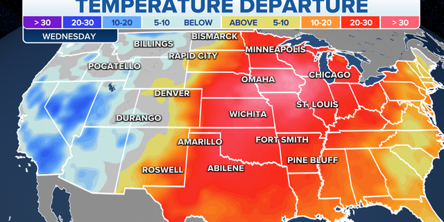 Above-average temperatures move East