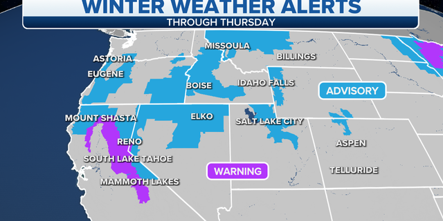 Winter weather alerts in the West