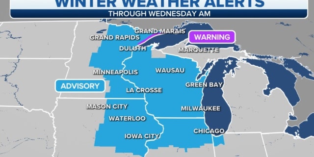 Winter weather alerts across upper Midwest, Great Lakes