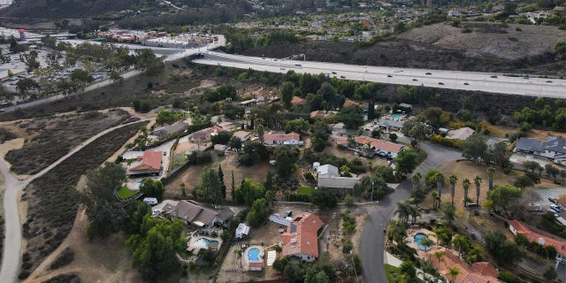 FILE - An aerial photo taken above Escondido, California.