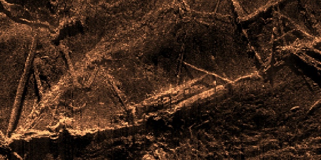 This sonar image created by SEARCH Inc. shows the remains of the Clotilda, the last known U.S. ship involved in the trans-Atlantic slave trade.