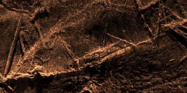This sonar image created by SEARCH Inc. shows the remains of the Clotilda, the last known U.S. ship involved in the trans-Atlantic slave trade.