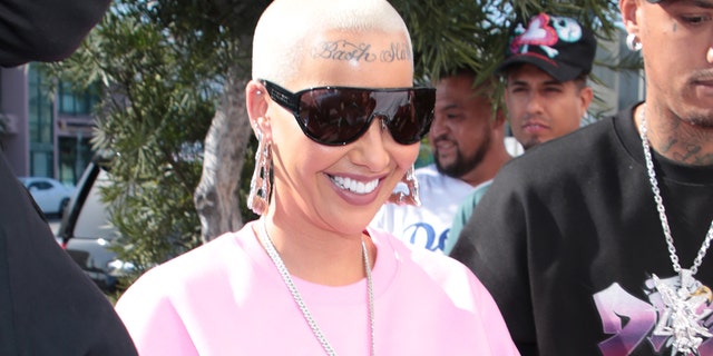 Amber Rose is seen on April 16, 2021 in Los Angeles, California.  