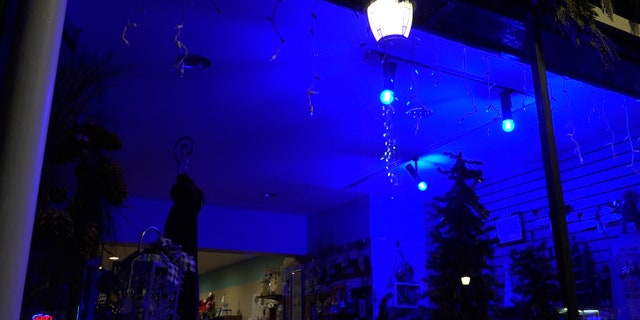TravelGuides - Waukesha parade aftermath: community comes together through fundraisers, signs and blue lights 3 One of many small businesses with blue lights lit in Waukesha.