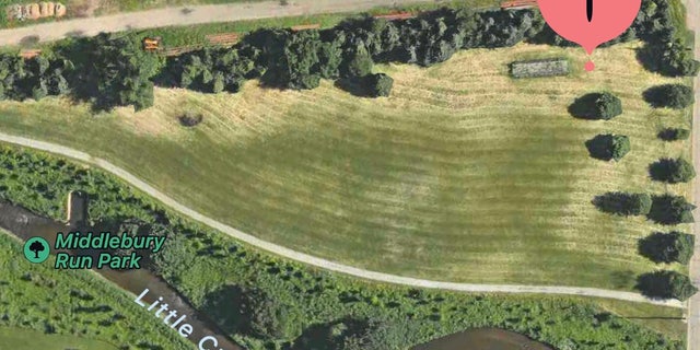 The location of the bridge in Akron's Middlebury Run Park.