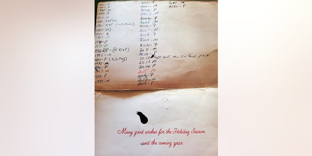 Aside from including their names and the year, the women rarely ever included a detailed note on how they were doing or what was going on in their lives. (Courtesy of Laurie Matthews/Dan Matthews)