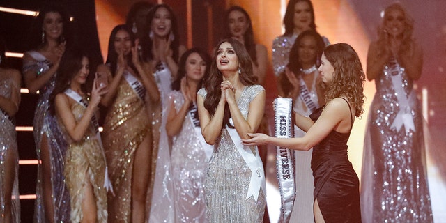 India's Harnaaz Sandhu is announced as the new Miss Universe 2021 during the 70th Miss Universe pageant, Monday, Dec. 13, 2021, in Eilat, Israel. 