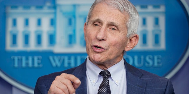 Dr. Anthony Fauci, director of the National Institute of Allergy and Infectious Diseases, speaks during the daily briefing at the White House in Washington on Dec. 1.