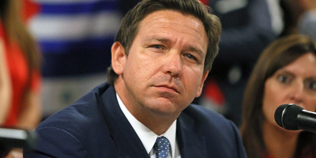 Florida Gov. Ron DeSantis takes part in a roundtable discussion in 2021.