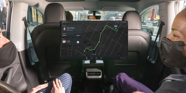 The Gravity Mustang Mach-E features a unique rear seat entertainment system.