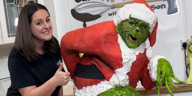 Lara Mason, who runs a baking company called Cake Anything, based the design of her cake on Jim Carrey’s appearance in the 2000 classic Christmas movie "The Grinch."