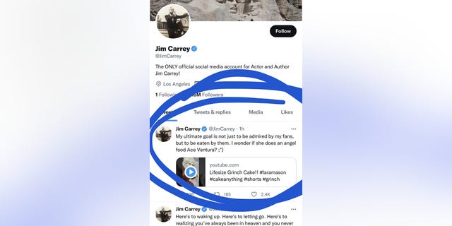 Ο Τζιμ Κάρεϊ μοιράστηκε το βίντεο στα μέσα κοινωνικής δικτύωσης του, αστειευόμενος ότι ήταν γραφτό να το φάνε οι θαυμαστές του.