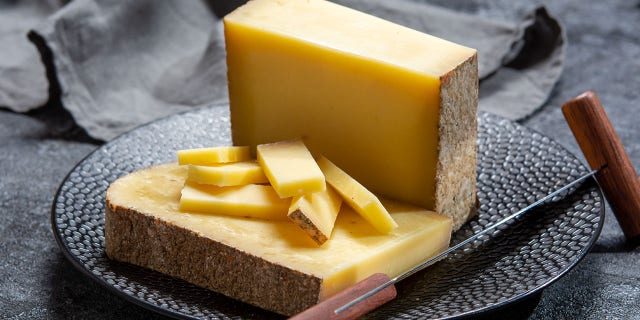 Block of cheese sliced