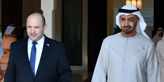 Israeli Prime Minister Naftali Bennett meets with United Emirates Crown Prince Sheikh Mouhamad bin Zayad. 