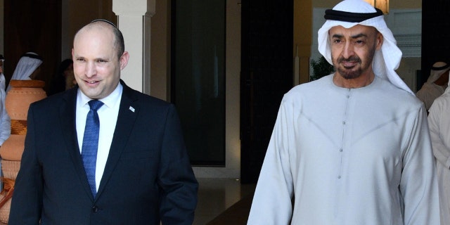 Israeli Prime Minister Naftali Bennett meets with United Emirates Crown Prince Sheikh Mouhamad bin Zayad.