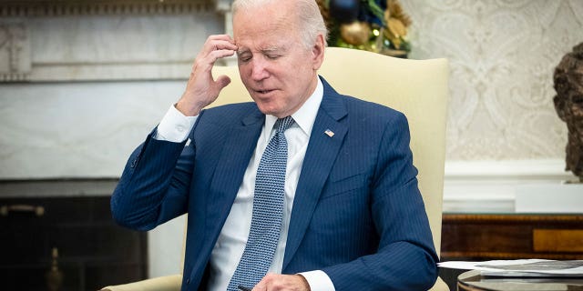 President Joe Biden speaks during a briefing about the tornadoes in the Midwest. (Photo by Drew Angerer/Getty Images)