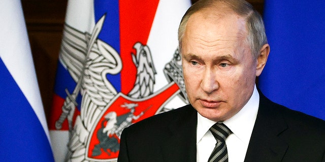 Ruský prezident Vladimir Putin vystúpil s prejavom na rozšírenom zasadnutí Rady ruského ministerstva obrany v Národnom stredisku pre monitorovanie obrany v Moskve v utorok 21. decembra 2021. 