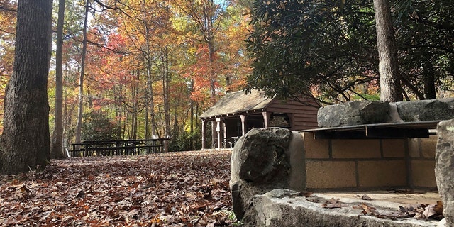 A repaired fire pit Wednesday, Oct. 27, 2021, at a national park visitor center in Grandview, West Virginia. Under legislation passed by Congress in 2020, some of America's most spectacular natural settings are getting a makeover.