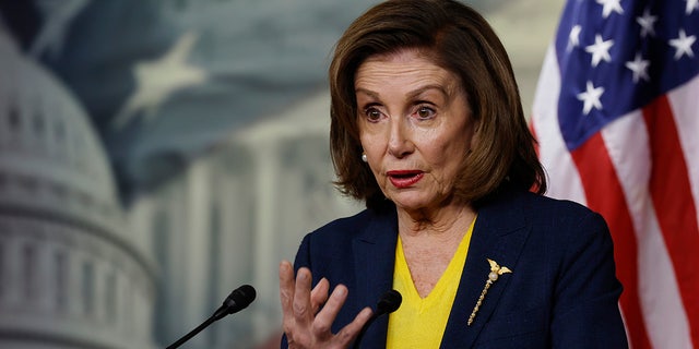 i talks to reporters during her weekly news conference in the U.S. Capitol Visitors Center on December 15, 2021 in Washington, D.C. (Photo by Chip Somodevilla/Getty Images)