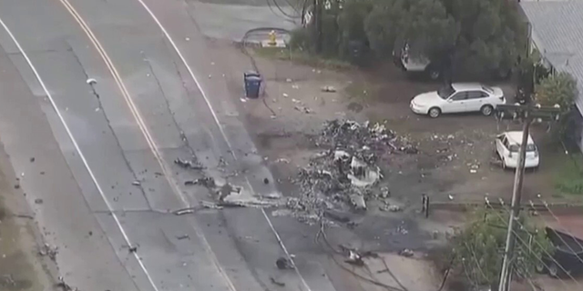 Photo showing where the plane crashed Monday night in California. KSWB