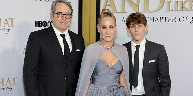 (L-R) Matthew Broderick, Sarah Jessica Parker and James Wilkie Broderick attend HBO Max's "And Just Like That" New York Premiere at Museum of Modern Art on December 8, 2021 in New York City. 