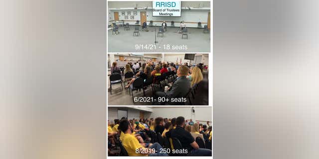 Round Rock ISD school board seating, in photos provided by Jeremy Story.