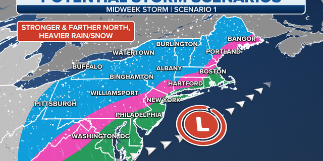 One potential storm scenario the Northeast could face this week.