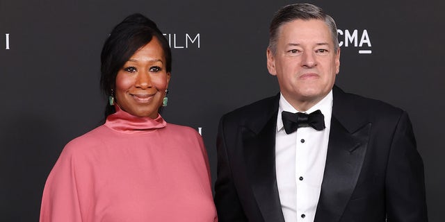 Nicole Avant and Ted Sarandos attend the 2021 LACMA Art + Film Gala presented by Gucci at Los Angeles County Museum of Art in Los Angeles.