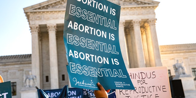 Abortion rights advocates and anti-abortion protesters demonstrate in front of the Supreme Court of the United States Supreme Court of the United States on Wednesday, Dec. 1, 2021.