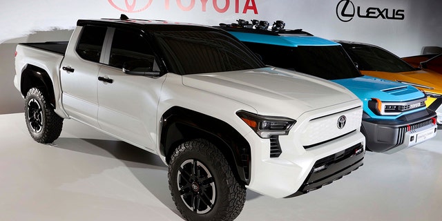 Toyota displayed this concept as a preview of a potential EV pickup.