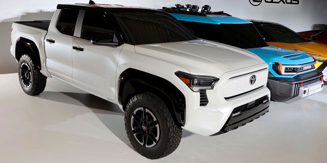 Toyota displayed this concept as a preview of a potential EV pickup.