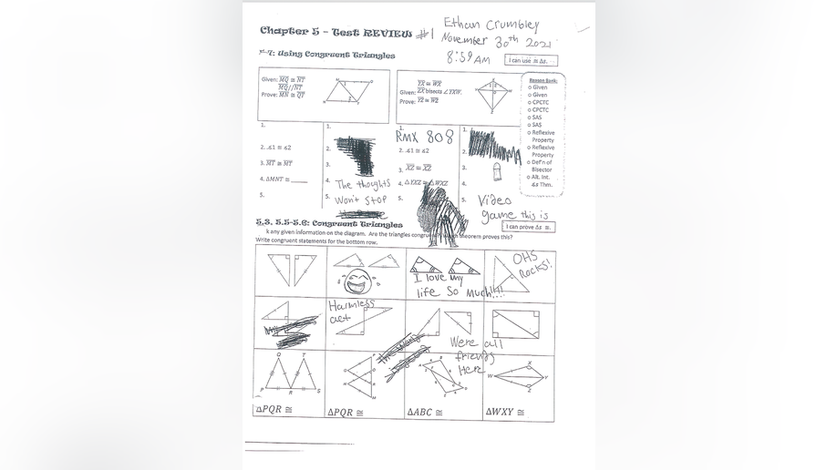Ethan Crumbley class drawings made before Nov. 30, 2021, tiro