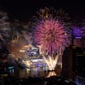 New Year's Eve fireworks are seen over the Chao Praya River on January 01, 2022 in Bangkok, Thailand.