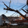Heavy damage is seen downtown after a tornado swept through the area on December 11, 2021 in Mayfield, Kentucky. 