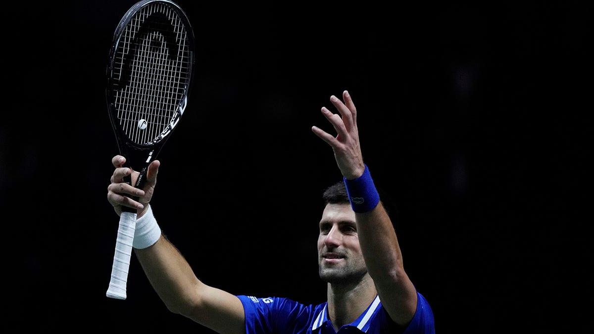FILE - Serbia's Novak Djokovic after defeating Croatia's Marin Cilic during their Davis Cup tennis semi-final match at Madrid Arena in Madrid, Spain, on Dec. 3, 2021. Top-ranked Novak Djokovic has withdrawn from the ATP Cup in Australia ahead of the first Grand Slam of the season. Cup organizers didn't give a reason. The 34-year-old Serbian has declined to comment on his vaccination status in recent months and Australia’s strict regulations require all players, officials and fans to be fully vaccinated for COVID-19.