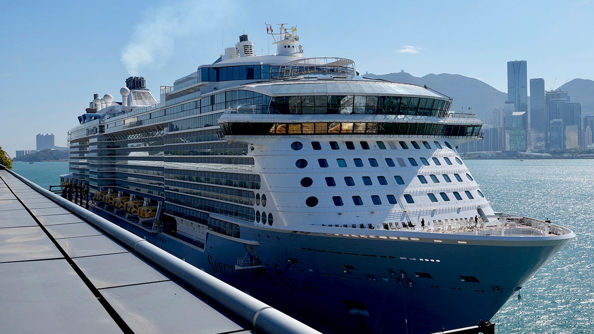 Spectrum of the Seas cruise ship is docked at Kai Tak cruise terminal in Hong Kong Wednesday, Jan. 5, 2022. (AP Photo/Vincent Yu)