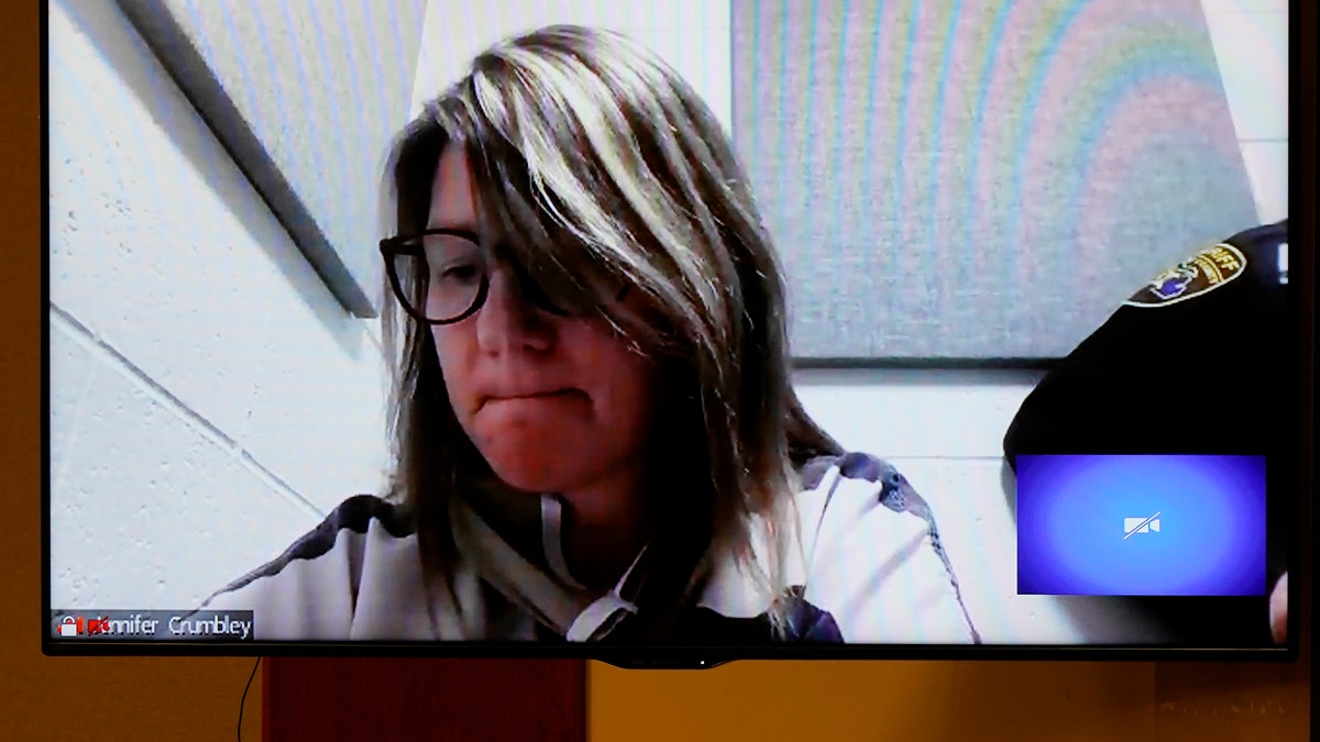 This image from 52-3 District Court shows Jennifer Crumbley in a Zoom hearing in Rochester Hills, Mich., Friday, Jan. 7, 2022. (AP Photo/Carlos Osorio)