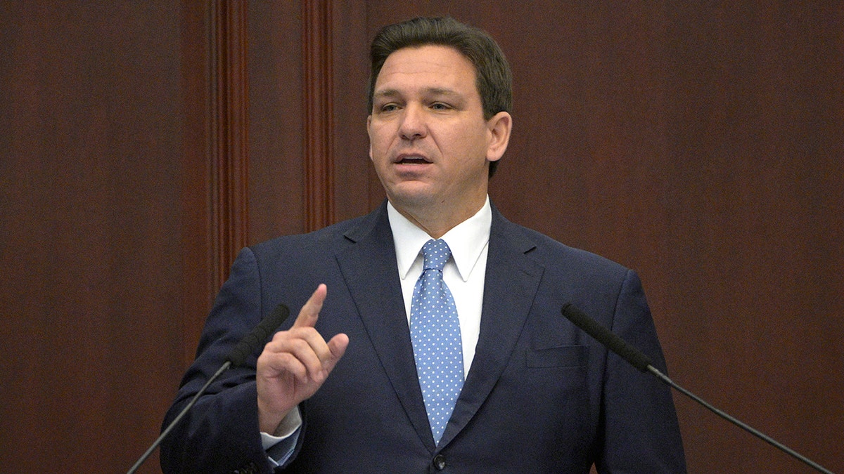 Florida Gov. Ron DeSantis addresses a joint session of a legislative session, Tuesday, Jan. 11, 2022, in Tallahassee, Fla.