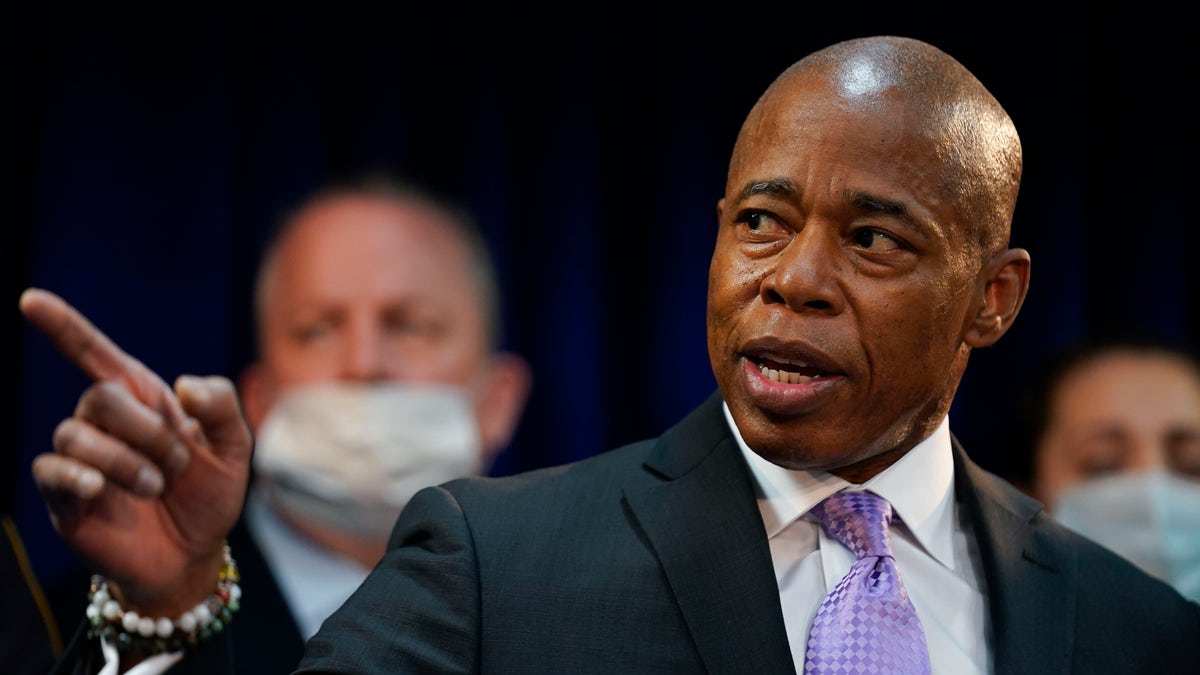 FILE - New York City Mayor Eric Adams speaks during a news conference in the Brooklyn borough of New York, Tuesday, Jan. 4, 2022. The new mayor is seeking approval from city ethics officers to hire his brother as the head of his security detail. Adams has brought on his brother Bernard Adams, a former New York police officer who was most recently as the assistant director for parking at Virginia Commonwealth University, to serve as the executive director of mayoral security. (AP Photo/Seth Wenig, File)