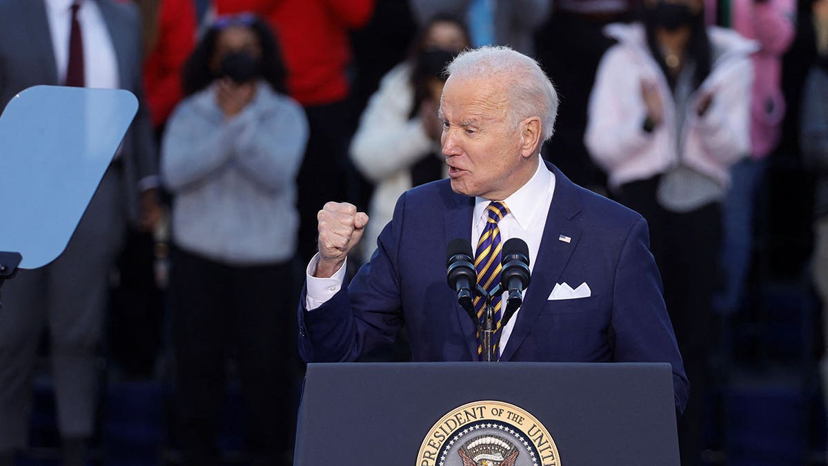 President Biden delivers remarks on the grounds of Morehouse College and Clark Atlanta University in Atlanta, Jan. 11, 2022.