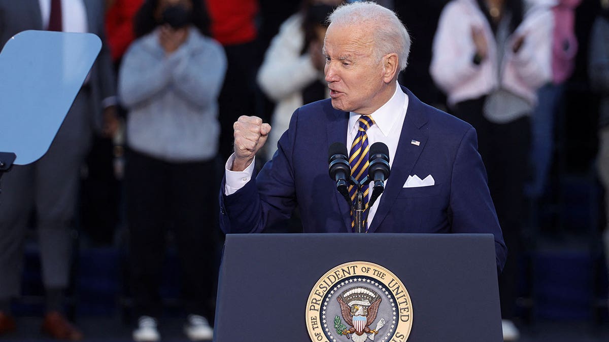 President Biden delivers remarks on the grounds of Morehouse College and Clark Atlanta University in Atlanta, Jan. 11, 2022.