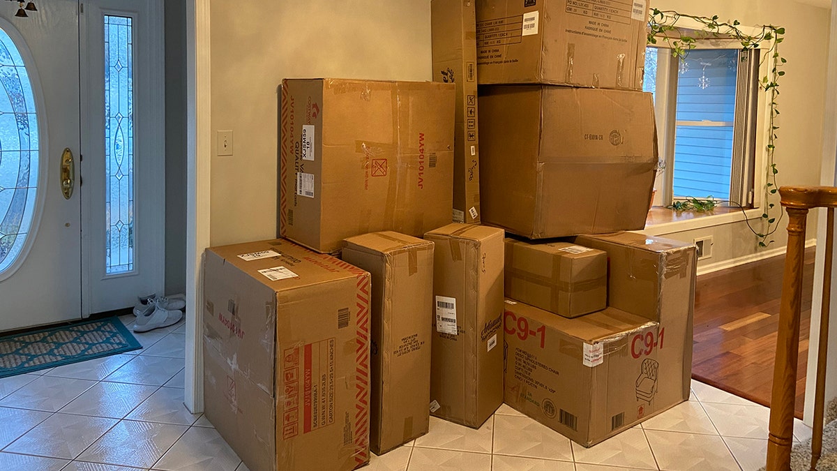 Boxes in the Kumar household as of Saturday, Jan. 22, 2022. "Two more just arrived today," dad Pramod Kumar told Fox News Digital.?