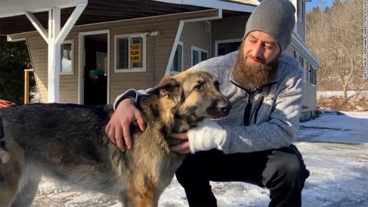 Cameron Laundry, 31, of Vermont with his hero dog, Tinsley.